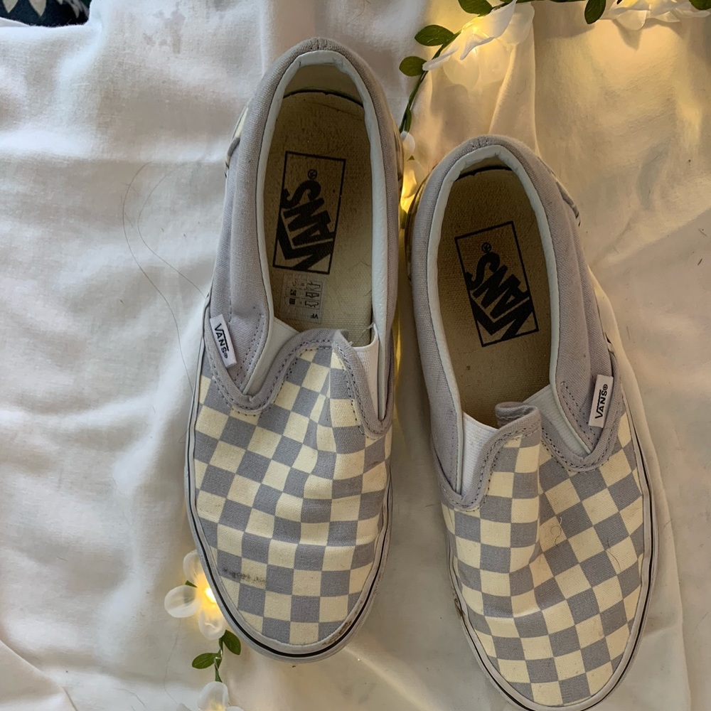 gray and white checkered vans ♡!
